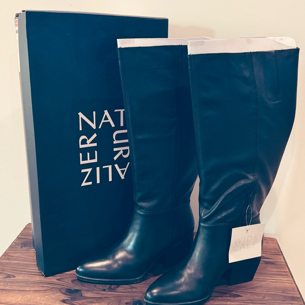 Naturalize black over the knee boots; stretchy; wide calf; size 9